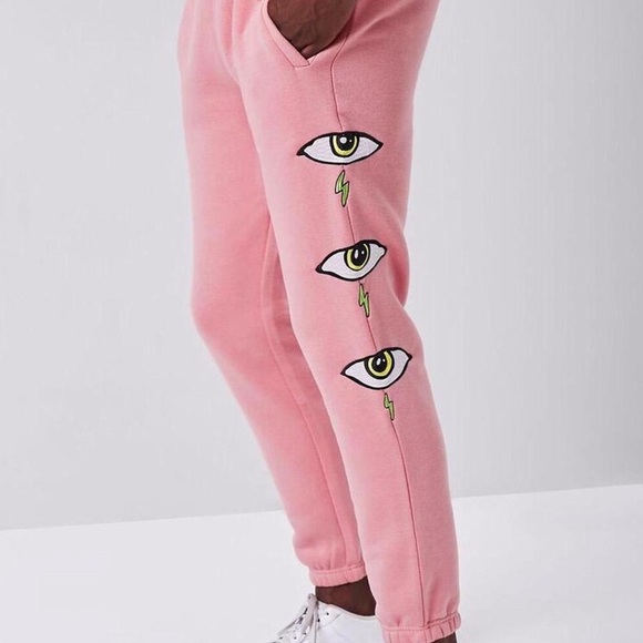 Forever 21 Other - Forever 21 Mens Pink Embroidered Sweatpants | L